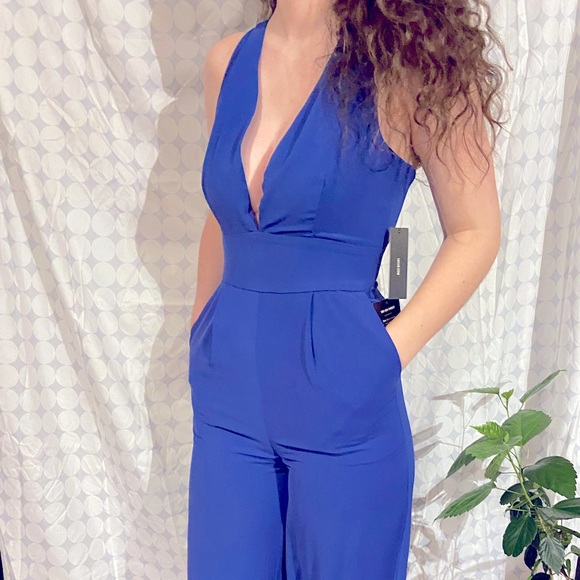 Lulus Pants - Lulus Royal Blue Plunging Bodysuit